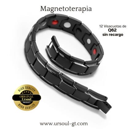 Confort Terapéutico en Negro Intenso: Pulsera Biomagnética con Bisel Pulido Una Ayuda Complementaria para tu Bienestar