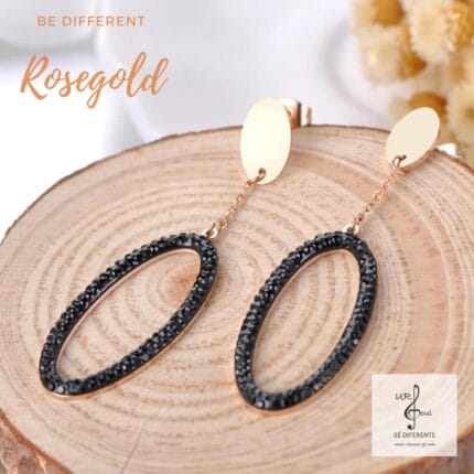 Bellos artes con cristales negros colección Rosegold