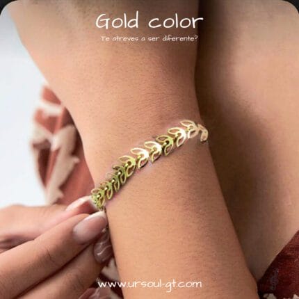 Exclusiva pulsera diseño laurel colección Gold color
