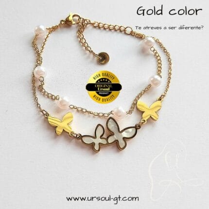 Bella pulsera con concha nácar colección Mariposas