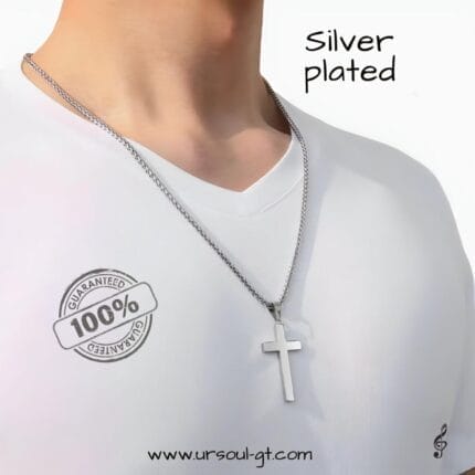 Fe y Elegancia - Cadena con Dije de Cruz Triple Pulido - Colección Silver Plated