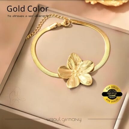 "Florecer Dorado" Pulsera: Flor en dorado Vibrante, Belleza Real