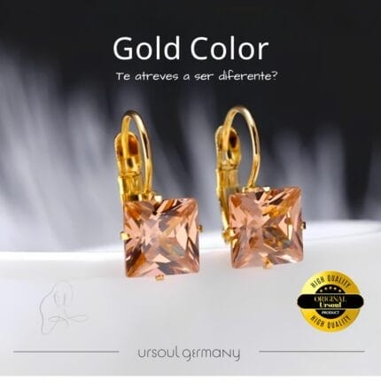 Aretes Facetados Ámbar ionizados con Oro: Sofisticación Texturizada Colección Gold Color