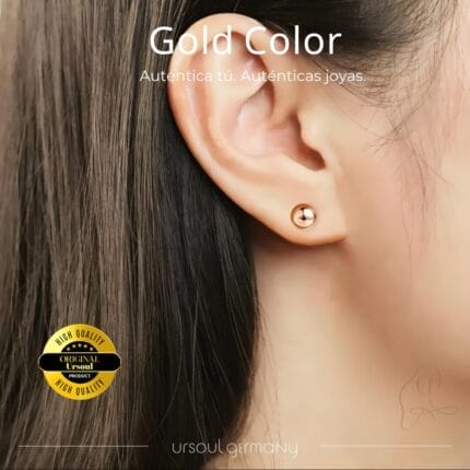 "Esferas de Doradas Eternas" Aretes: Elegancia Redonda, Toque de Luz