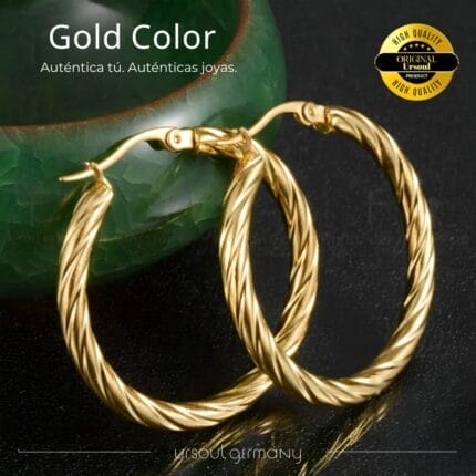 "El Torbellino Dorado Chic" Argollas Entorchadas: Expresa tu Fuerza con Gracia